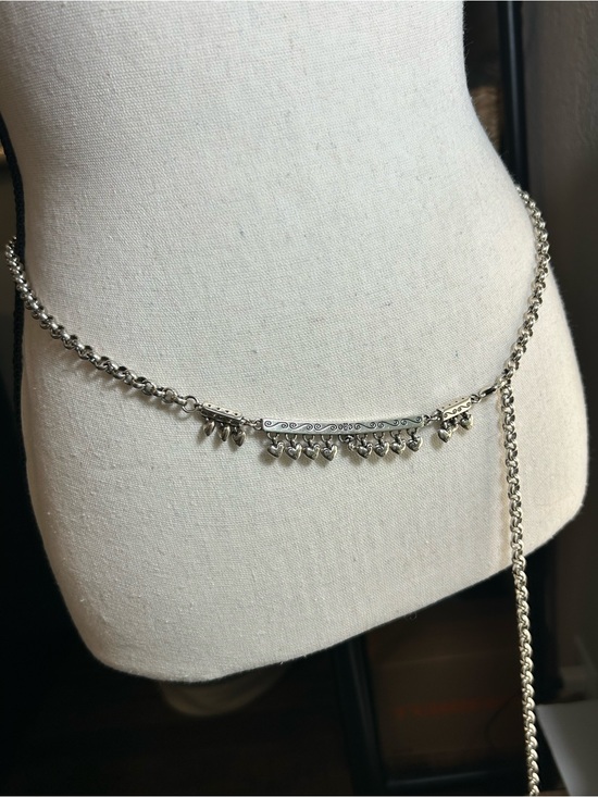 Brighton Accessories - Brighton Dangling Hearts Chain Belt 40"L Round Link Silver Plated Vintage